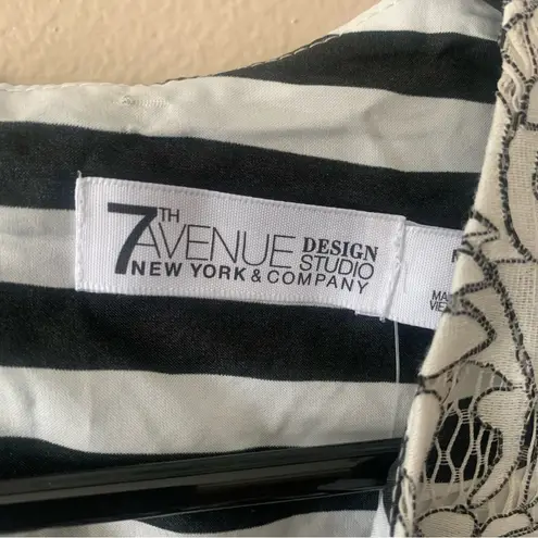 Ny&co NWT 7th Avenue Lace Striped Peplum Blouse Size M