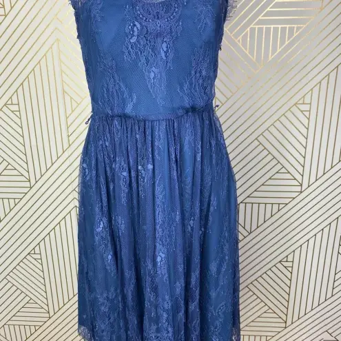 BHLDN  Hitherto Celia Lace Dress in Blue Bridesmaid Size US‎ 6 *Missing Belt