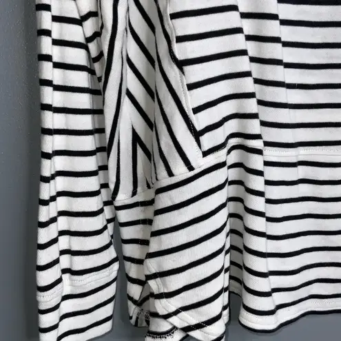 Tribal Black and White Striped Blouse Henley Tunic XL Size M