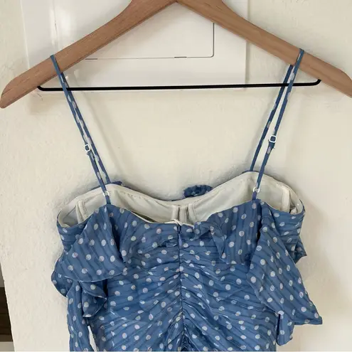 NWT JONATHAN SIMKHAI Silk Naomi Polka Dot Midi Dress Blue Size 4