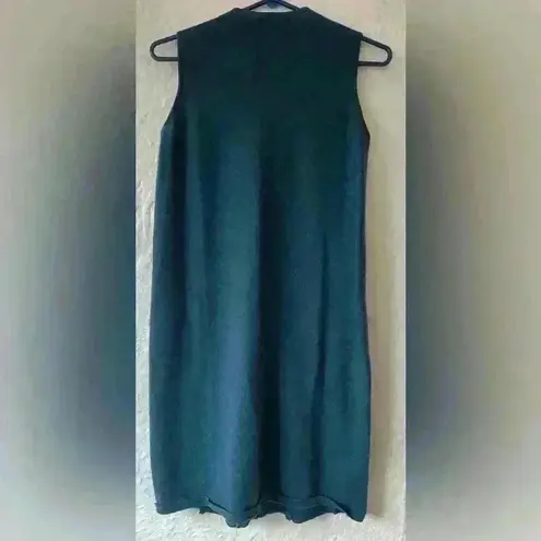 Per Se by Carlisle teal, knit merino blend sweater tunic/dress w/ pleated suede