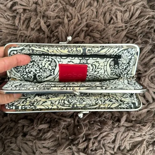 Hobo International Clutch Lauren Black Leather Wallet with added silver zipper