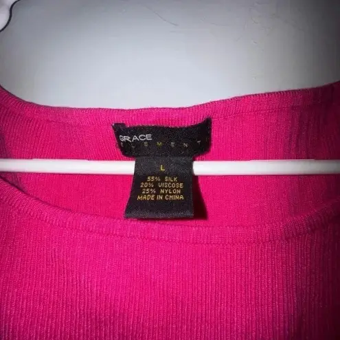 Grace Elements  Hot‎ Pink Tank Top stretchy size Large Barbie silk blend - Image 3