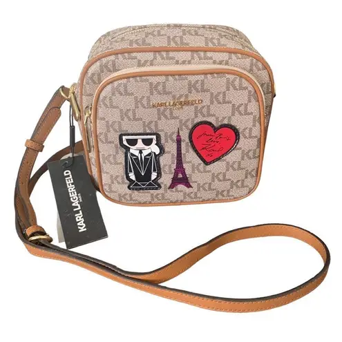Karl Lagerfeld Paris Signature Patches Crossbody Camera Bag