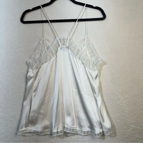 IRO Berwyn Ecru White Lace-Trimmed Silk Charmeuse Cami Spaghetti Straps Large