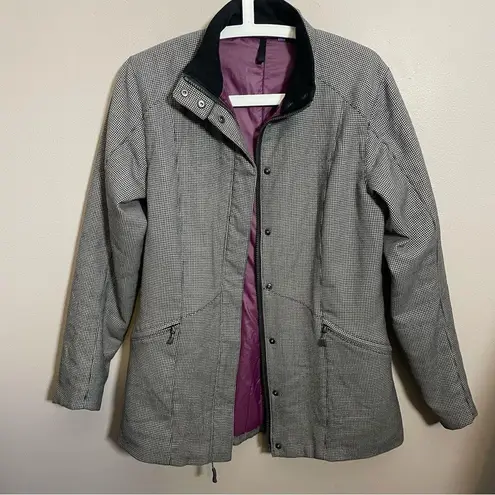 Ibex Wool Jacket Coat Mad River Black/White Mini Houndstooth Plaid Black Size M