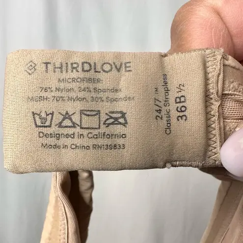 Thirdlove  24/7 Classic Strapless Bra in Nude Size 36B 1/2 Half Size