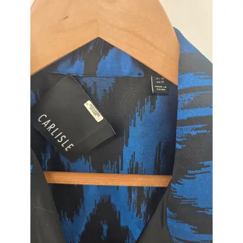 Carlisle Blue Black Ikat Brocade Blazer Jacket Womens Size 10