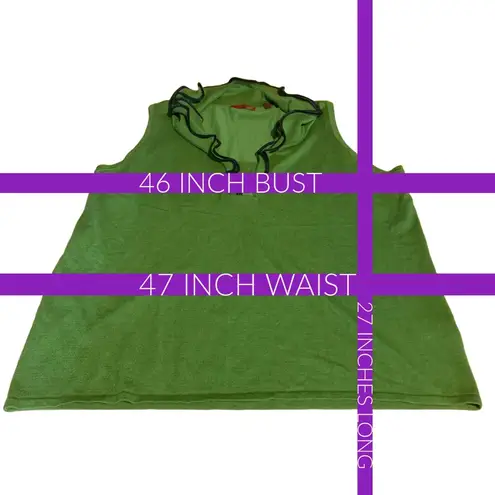 RED WOMAN GREEN SLEEVELESS SWEATER KNIT TUNIC W/FAUX LEATHER TRIM (18/20)