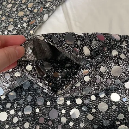 Vintage 1980s 1990s Glitzy Silver Pullover Long Duster Cardigan Disco Top Small