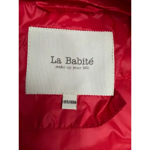 La Babité Red Down Puffer Jacket Hooded Lightweight Warm Coat Women's S Size 4