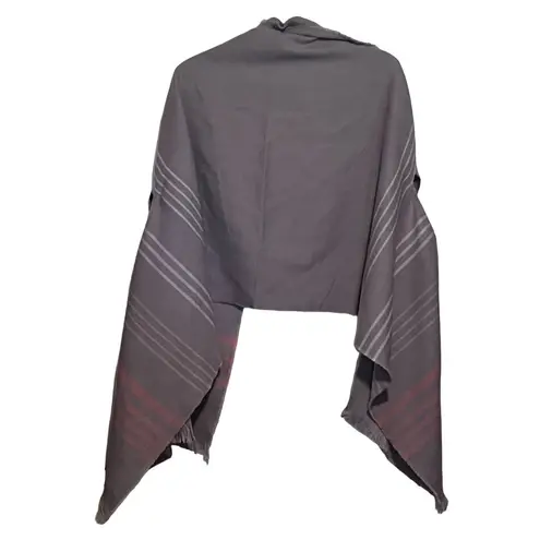 Serra  Women's Pink Gray White Striped Wrap Arm Holes Fringed‎ Hem