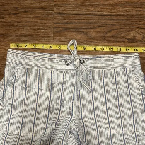 Per Se Linen Blend White and Blue Cargo Shorts Relaxed Fit Size Medium