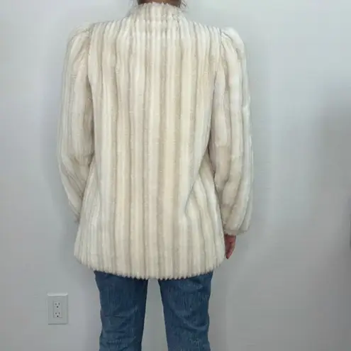 Intrigue 80s De Ball Luxury Fabric Cream Faux Fur Coat Sz 10 Vintage Union Made