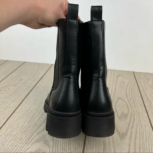 H by Halston H Halston Rio Lug Sole Tall Chelsea Boots US6/EUR36.5 Black Vegan Leather $125
