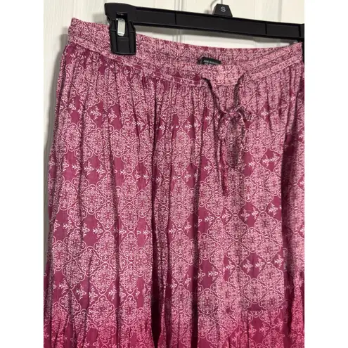Jane Ashley Pink Ombre Elastic Waist/tie Maxi Skirt, Peasant, Flowy, Lined, 2X