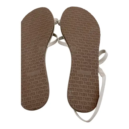 Tkees Beige Leather Thong Strap Ankle Wrap Sandals Women Size 7