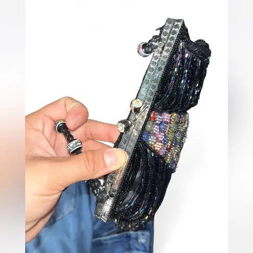 Elegant Black and Multicolor Beaded Women's Bag