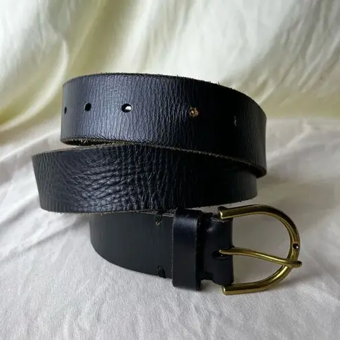 American Eagle  Black Leather Belt Brass Tone Buckle Casual Indie Unisex  L/XL