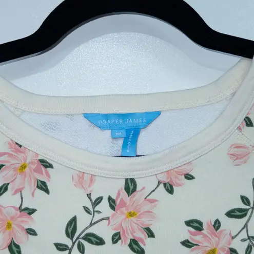 Draper James White Floral Natalie Crewneck Sweater Size Medium