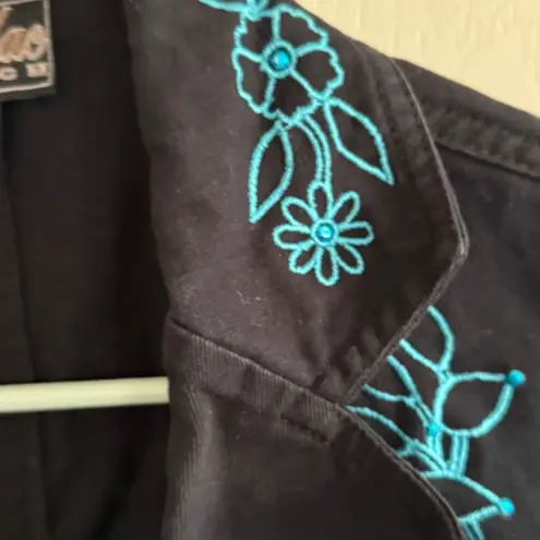 Cattlelac Ranch Black Western Embroidered Jacket â Size M Blue