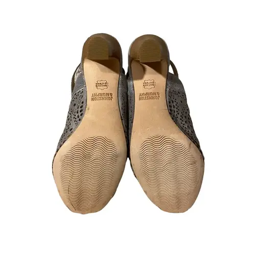 Johnston & Murphy Metallic Gray Caged Ankle Strap Open Toe Heels Women Sz 7