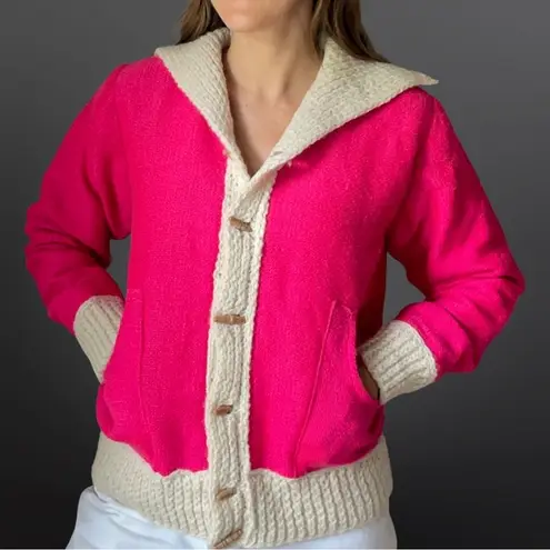 VINTAGE 1970s collared magenta sweater