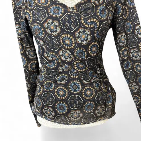 Bandolino Geometric Floral Print Long Sleeve Top β Size M Y2K Retro Top
