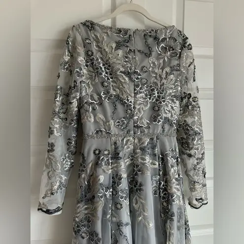 Mac Duggal Floral Embellished Illusion Sleeve Embroidered A-Line Gown- NWT