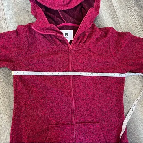 Burton Fleece Hooded Jacket Maroon Red Oversized Hood Full Zip Coat Size Large