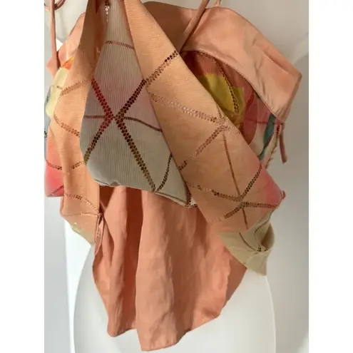 Akemi + Kin Anthropologie Embellished Abstract Tank Top Size XS Peach Pink Blue