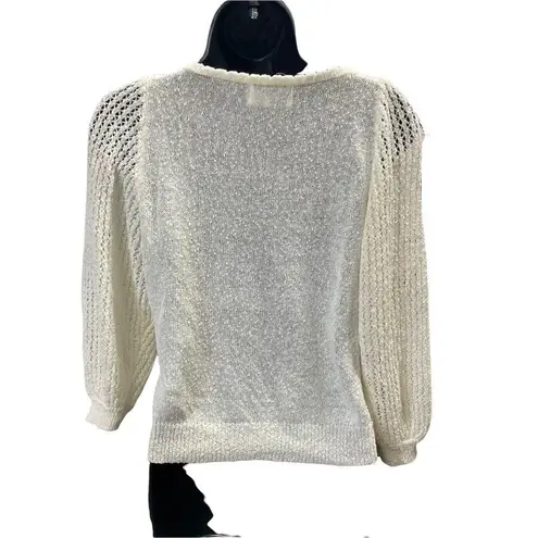 Erika , Women’s Ivory, Beaded Top,XS, 3/4 length sleeves, jewel neckline