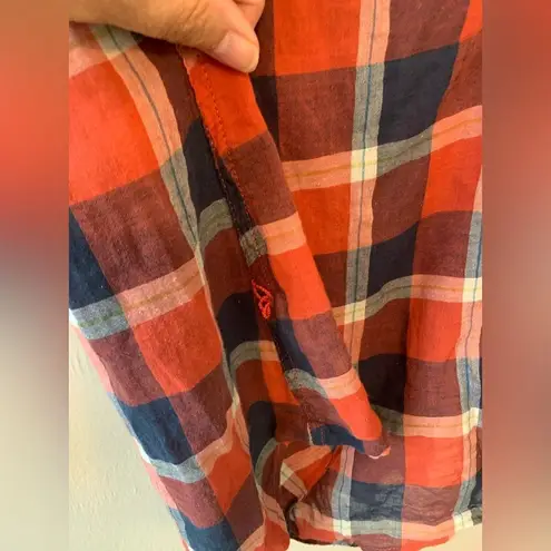 Hollister  red and blue plaid button down size L - Image 4