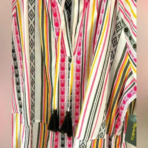 Style & Co  bohemian earthy stripped tasseled relaxed casual beachy dress NWT XL