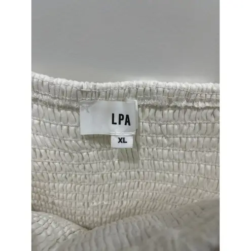 LPA x Revolve White Vivia Linen Blend Puff Sleeve Mini Dress Sz XL