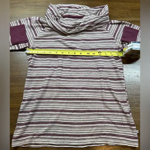 Toad & Co . Stripe Out Size XS Brown Stripe Cowl 100% Organic Cotton Shirt