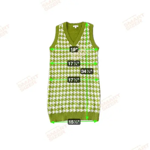 Stitch & Pine Large Green, White Houndstooth Sleeveless V