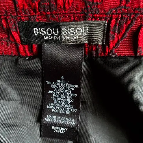 Bisou Bisou Red Jacquard Brocade Fitted Longline Lapel Jacket Coat Dress Y2K 90s
