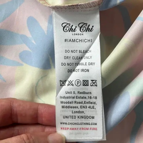 Chi Chi London CHI CHI Cami Strap Midi Slip Dress Sz 10 Pastel Floral Festival Satin Fairy