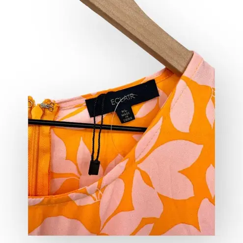 Eclair Floral Cutout Maxi Dress 3/4 Sleeves O Ring Summer Orange Size XL