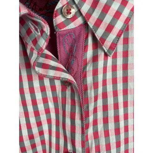 Robert Graham Pink Gingham Button Up Long Sleeve Flip Cuff Shirt Size L - Image 6