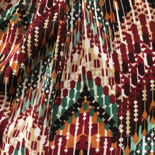 C EST 1946 Faux Tank Top With Winged Overlay Brown Geometric Print L Green Size L