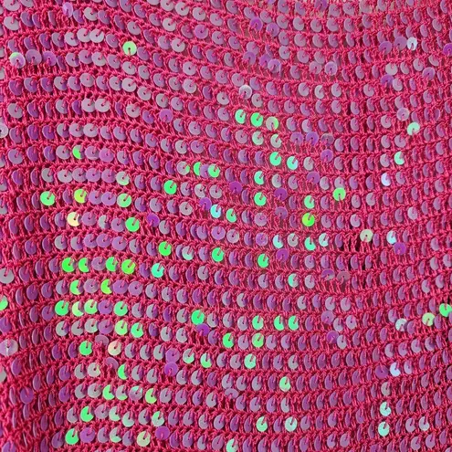 Retrofête Retrofete Tara Crochet Dress Iridescent Pink Long Sleeve XS/S NWT Sequins