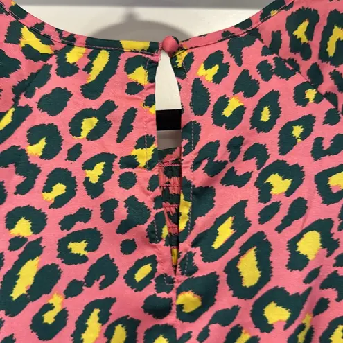 NEW Scoop Smocked Pink Leopard Print Long Sleeve Mini Dress