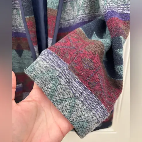 Julia Klein Aztec Print Blue Multi Blazer Women’s M Cotton Blend Shoulder Pads Size M