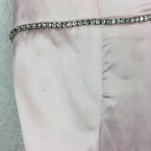 Meshki NWT Matalie Diamante Trim Pink Satin Maxi Dress Medium Wedding Gown