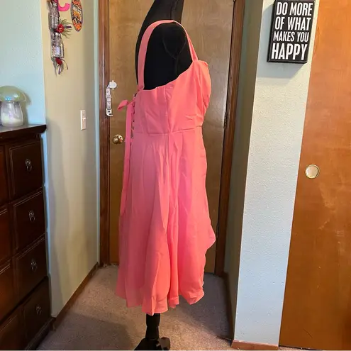 NWOT coral sleeveless formal dress with sheer coat rhinestone brooch size 14 Pink