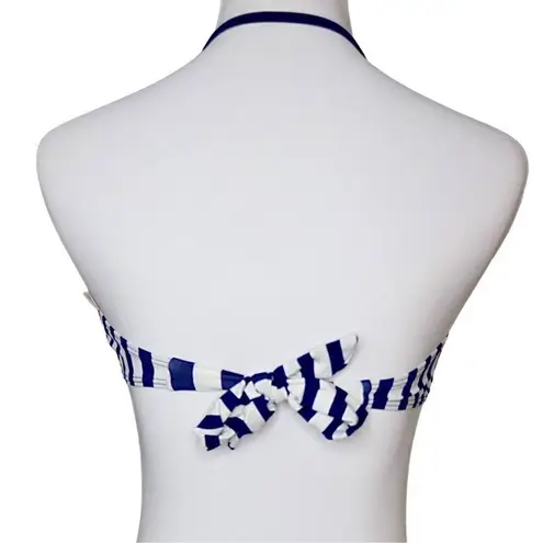Ebuddy Retro 50s Blue Stripe Underwire Bikini Halter Swim Top sz MEDIUM