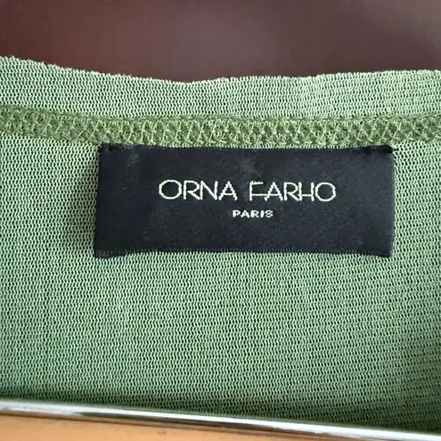 ORNA FARHO Paris | Y2K Vintage Green Double Mesh Ruffle V Neck Short Sleeve Top Black Size undefined