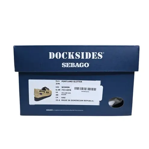 Sebago Womens 6.5 Portland Glitter Boat Shoe NEW Gold